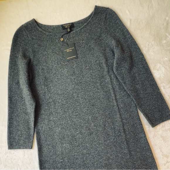 NWT 100% Cashmere Dress Mid Length Transitional Timeless Lightweight Luxury sz M - Picture 2 of 9